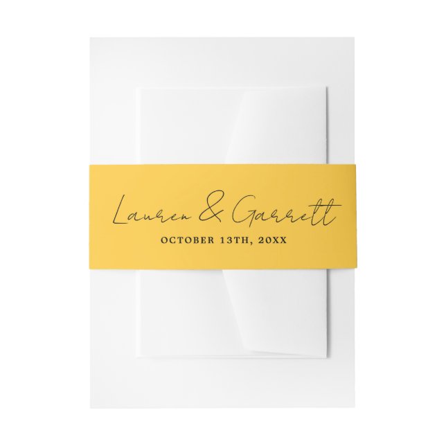 True Simplicity 3 Bride Groom Marigold Wedding Invitation Belly Band (Front Example)