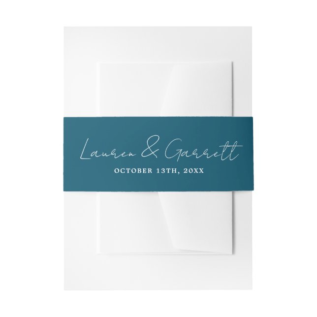 True Simplicity 3 Bride Groom Neptune Wedding Invitation Belly Band (Front Example)