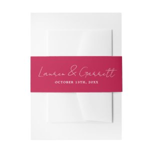True Simplicity 3 Bride Groom Raspberry Wedding Invitation Belly Band