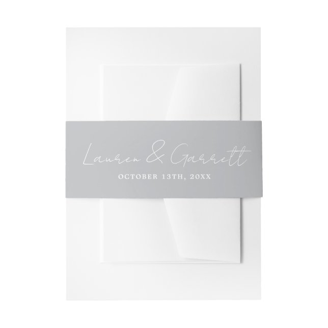 True Simplicity 3 Bride Groom Sterling Wedding Invitation Belly Band (Front Example)