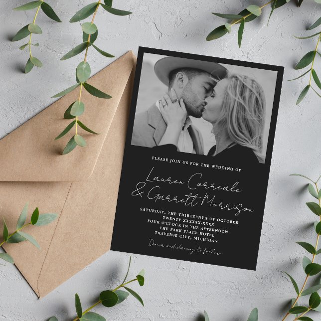 True Simplicity 3 Modern Black & White Wedding Invitation (Creator Uploaded)
