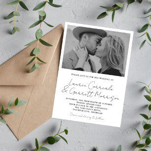 True Simplicity 3 Modern Black & White Wedding Invitation