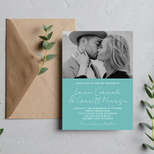 True Simplicity 3 Modern Caribbean Photo Wedding Invitation