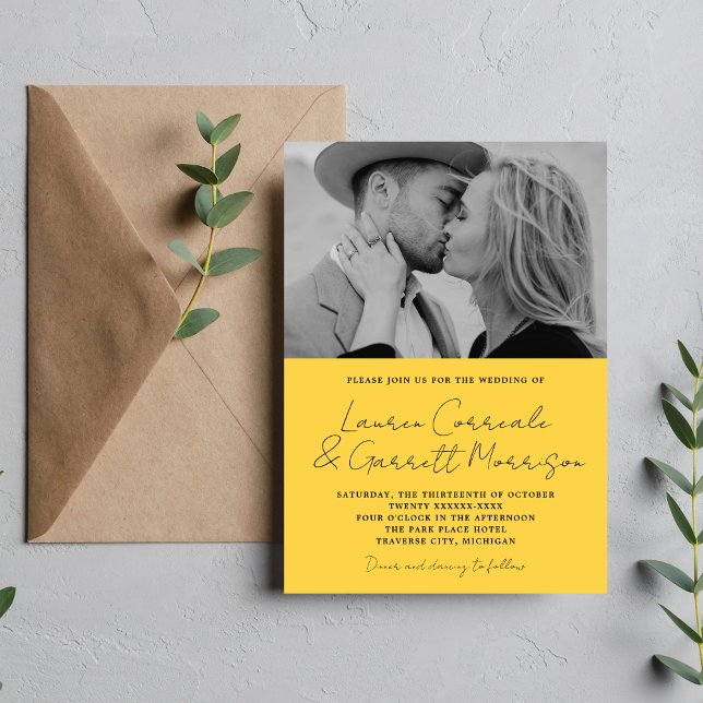 True Simplicity 3 Modern Marigold Photo Wedding Invitation (Creator Uploaded)