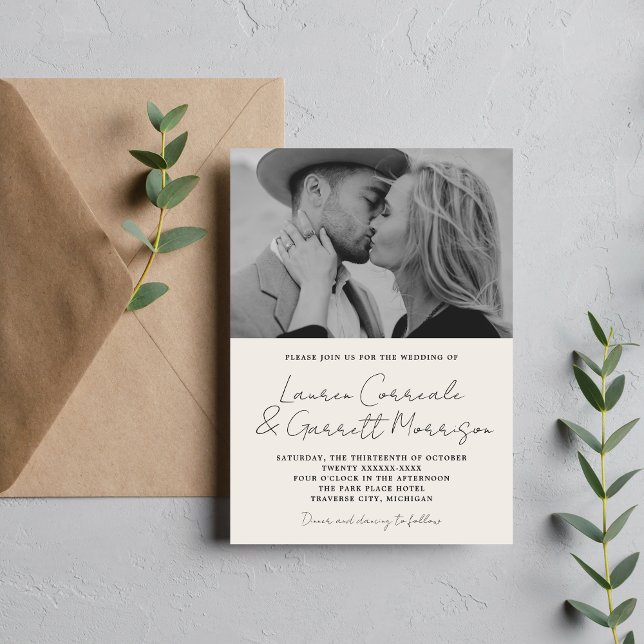 True Simplicity 3 Modern Photo Wedding Invitation (Creator Uploaded)