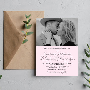 True Simplicity 3 Modern Primrose Photo Wedding Invitation