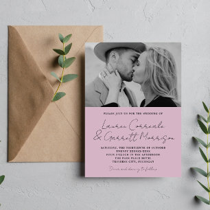 True Simplicity 3 Modern Wisteria Photo Wedding Invitation