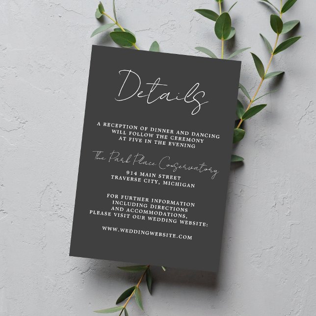 True Simplicity 3 Script Minimal Charcoal Wedding Enclosure Card (Creator Uploaded)