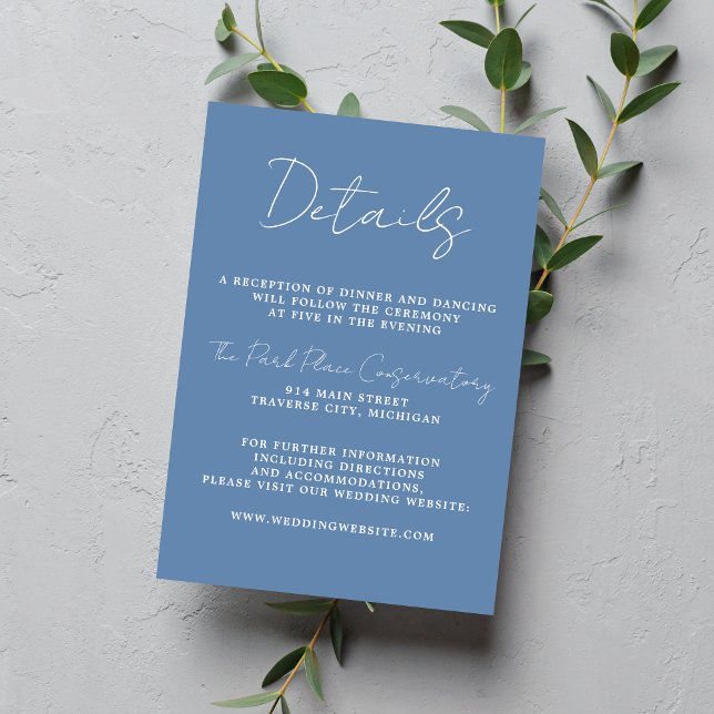 True Simplicity 3 Script Minimal Denim Wedding Enclosure Card (Creator Uploaded)
