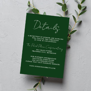 True Simplicity 3 Script Minimal Evergreen Wedding Enclosure Card