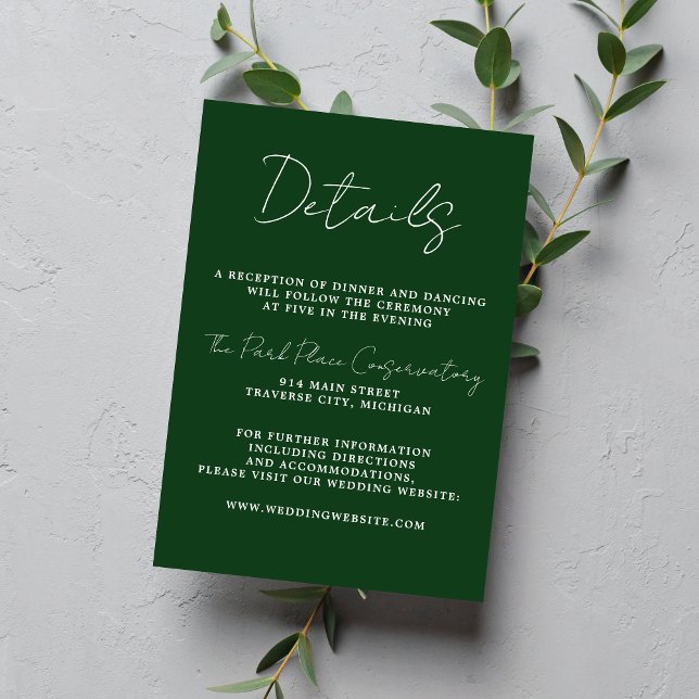 True Simplicity 3 Script Minimal Evergreen Wedding Enclosure Card (Creator Uploaded)