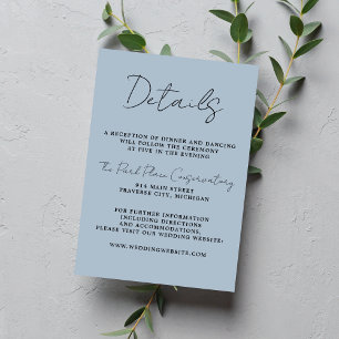 True Simplicity 3 Script Minimal Ice Blue Wedding Enclosure Card