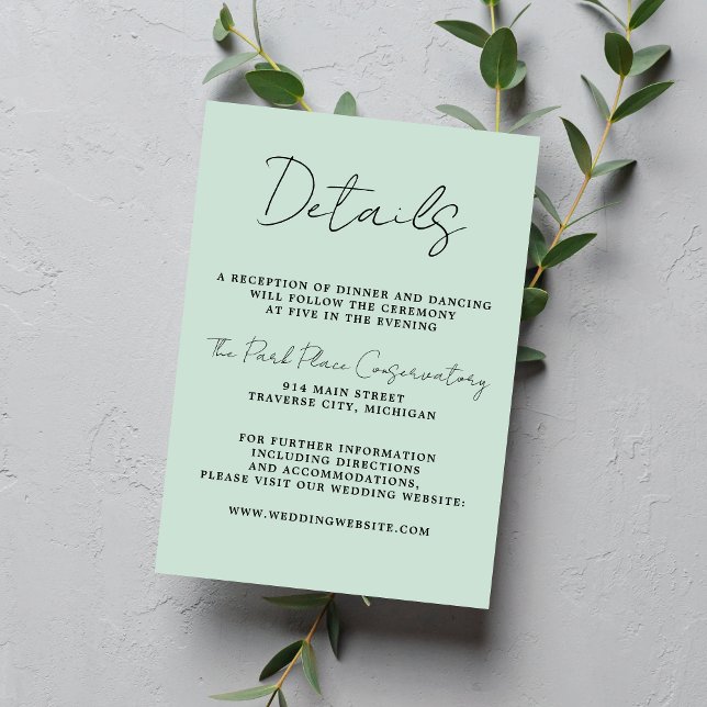 True Simplicity 3 Script Minimal Mint Wedding Enclosure Card (Creator Uploaded)
