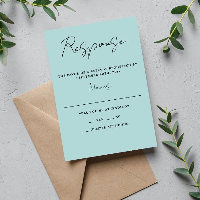 True Simplicity 3 Script Minimal Ocean Mist RSVP Card (Creator Uploaded)