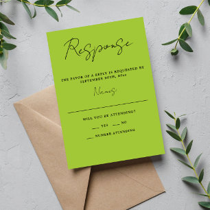 True Simplicity 3 Script Minimal Spring Wedding RSVP Card