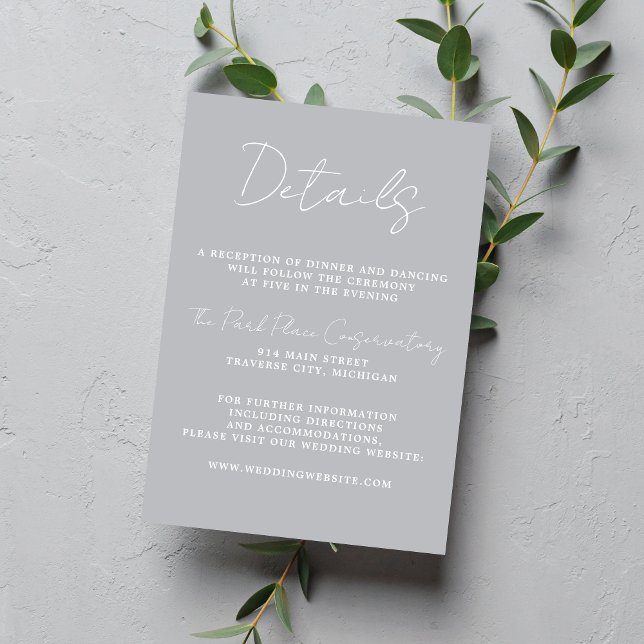 True Simplicity 3 Script Minimal Sterling Wedding Enclosure Card (Creator Uploaded)