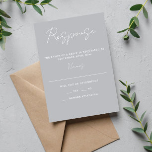 True Simplicity 3 Script Minimal Sterling Wedding RSVP Card