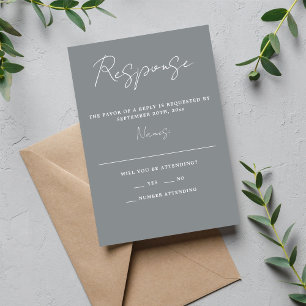 True Simplicity 3 Script Minimal Stone Wedding RSVP Card