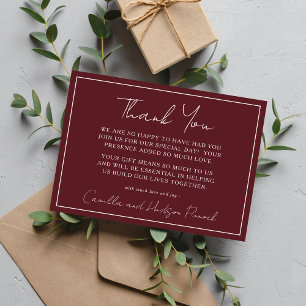 True Simplicity 4 Burgundy Thank You Note Card