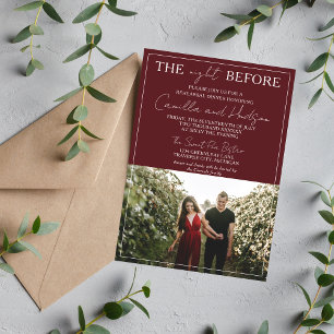 True Simplicity 4   Dark Burgundy Rehearsal Dinner Invitation