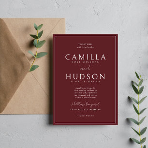 True Simplicity 4   Dark Burgundy   Wedding Invitation