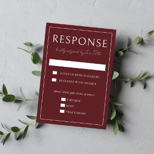 True Simplicity 4   Dark Burgundy   Wedding RSVP Card