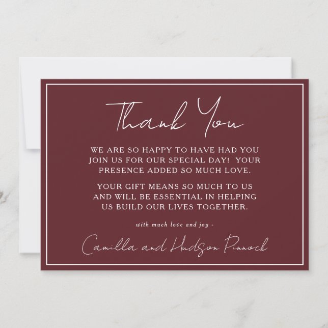 True Simplicity 4 | Deep Burgundy | Thank You Note (Front)