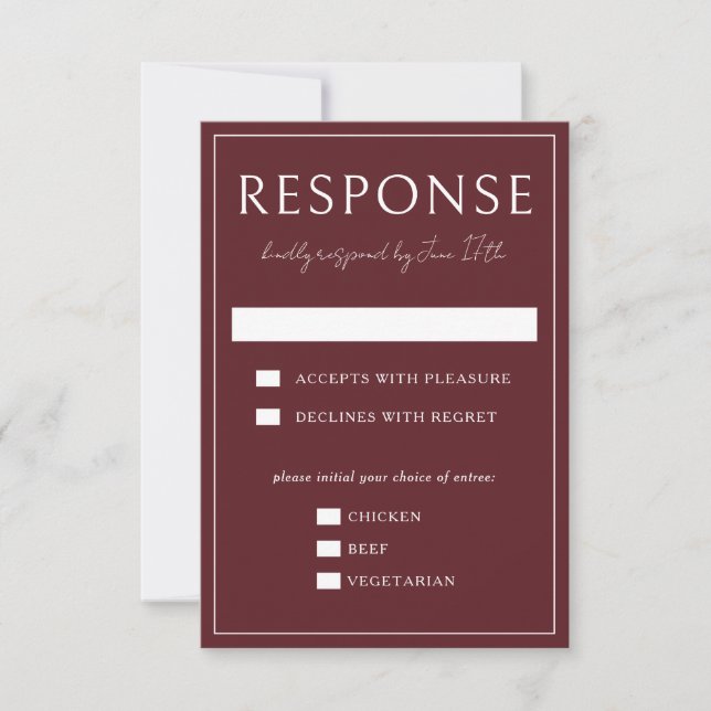 True Simplicity 4 | Deep Burgundy | Wedding RSVP Card (Front)