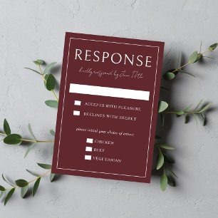 True Simplicity 4 Deep Burgundy Wedding RSVP Card