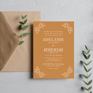 True Simplicity 6 Apricot Floral Wedding Invitation