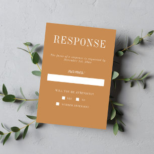 True Simplicity 6 Apricot Minimalist Wedding RSVP Card
