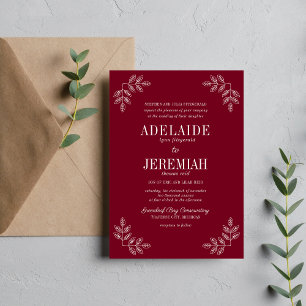 True Simplicity 6 Burgundy Floral Wedding Invitation