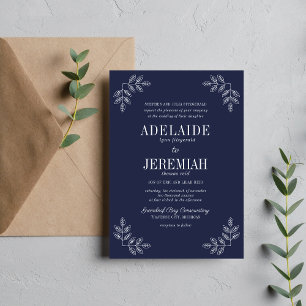 True Simplicity 6 Dark Navy Floral Wedding Invitation
