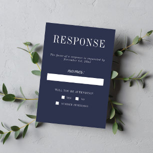True Simplicity 6 Dark Navy Minimalist RSVP Card