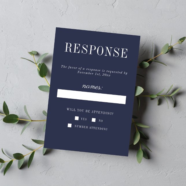 True Simplicity 6 Dark Navy Minimalist RSVP Card (Creator Uploaded)