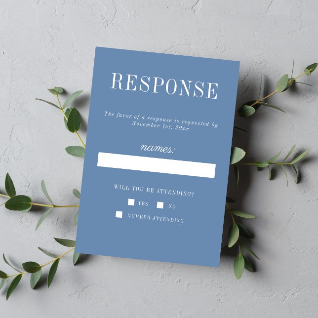 True Simplicity 6 Denim Minimalist Wedding RSVP Card (Creator Uploaded)