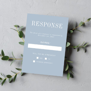 True Simplicity 6 Ice Blue Minimalist Wedding RSVP Card