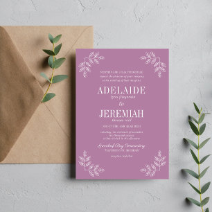 True Simplicity 6 Lavender Floral Wedding Invitation