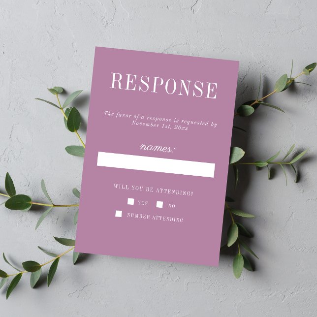 True Simplicity 6 Lavender Minimalist Wedding RSVP Card (Creator Uploaded)