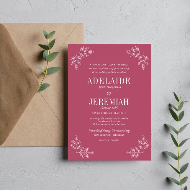 True Simplicity 6 Mulberry Floral Wedding Invitation (Creator Uploaded)