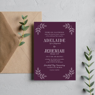 True Simplicity 6 Plum Floral Wedding Invitation