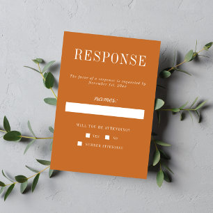 True Simplicity 6 Pumpkin Minimalist Wedding RSVP Card