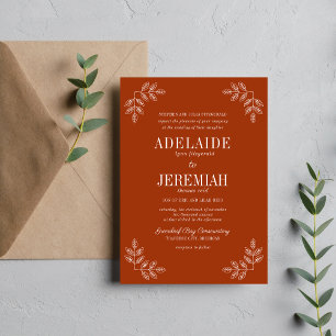 True Simplicity 6 Rust Floral Wedding Invitation