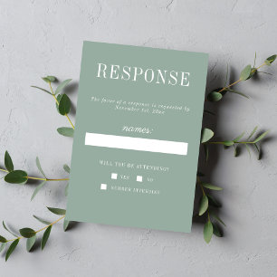 True Simplicity 6 Sage Minimalist Wedding RSVP Card