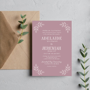 True Simplicity 6 Vintage Mauve Floral Wedding Invitation