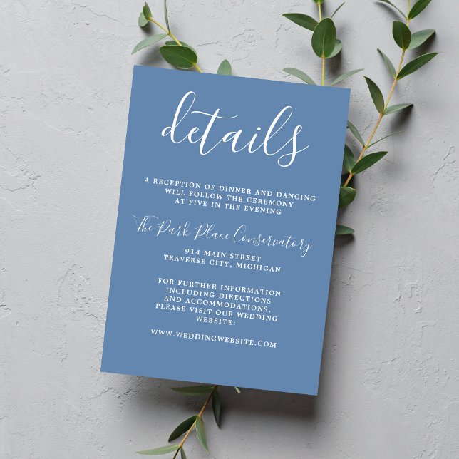 True Simplicity Denim Blue Chic Minimalist Wedding Enclosure Card (Creator Uploaded)