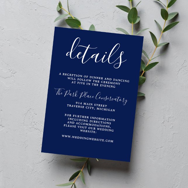 True Simplicity Ink Blue Chic Minimalist Wedding Enclosure Card (Creator Uploaded)