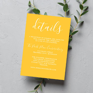 True Simplicity Marigold Yellow Minimalist Wedding Enclosure Card