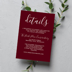 True Simplicity Rosewood Minimalist Wedding Enclosure Card