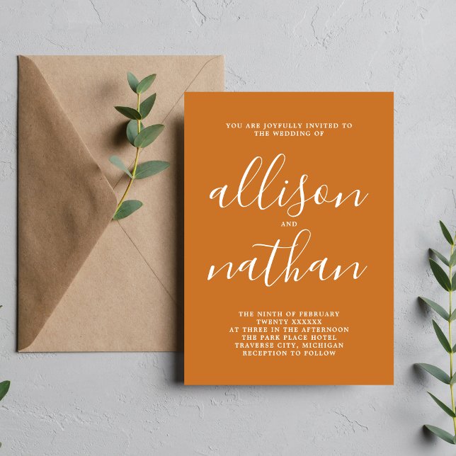 True Simplicity Spice Minimalist Wedding Invitation (Creator Uploaded)